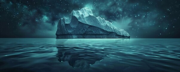 Majestic iceberg under starry night sky