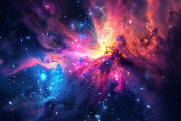 Purple Nebula with a Rainbow of Colors Generative AI