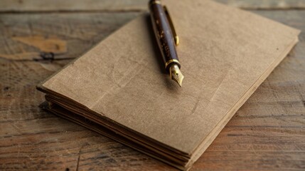 Vintage fountain pen on a closed notebook