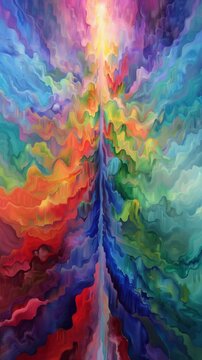 Vibrant abstract painting with flowing colors