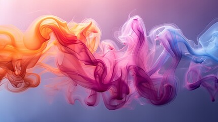 Colorful smoke waves intertwining on a gradient background