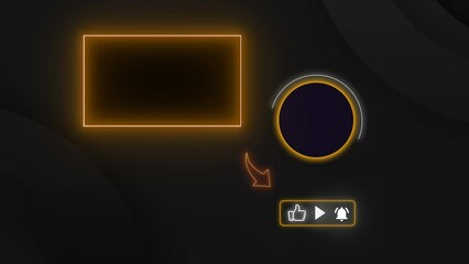 Orange neon end screen. Subscribe button and outro for gaming and video channels