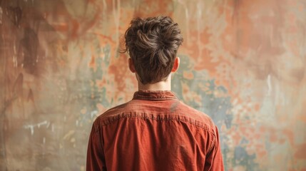 Naklejka premium Rear view of a person against abstract background