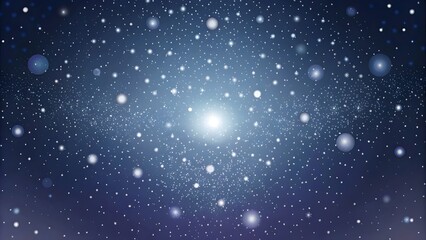 Obraz premium Winter Snowfall Night Sky Bright Light Shining Flakes Blurry Sparkling Peaceful Cold