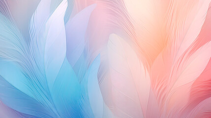 Fototapeta na wymiar Feathers of various colors in an abstract background