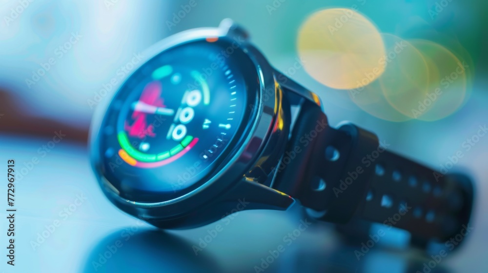 Poster close up of smart watch on table