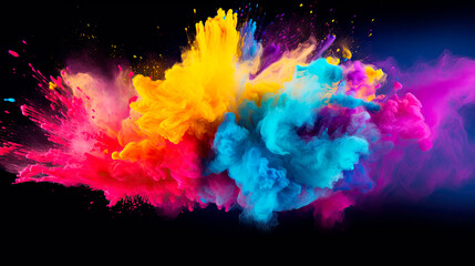Colorful powder explosion on white background