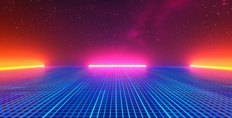 Pink Neon Night Sky A Glowing Pink Skyline with a Purple Hue Generative AI