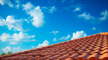 Naklejka premium Tile roof under clear blue sky