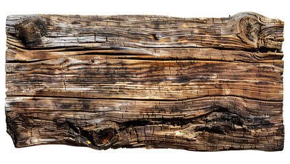 an old wooden board with weathered textures and visible cracks, set against a transparent background, generative AI