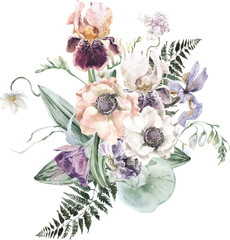 Purple Spiritual Watercolor Floral and Crystal Design