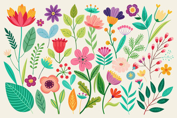 collection-of-colorful-floral-elements-in-flat