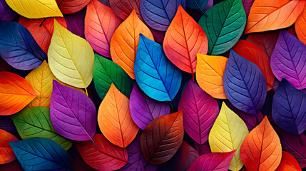 Fototapeta na wymiar Colorful autumn leaves on a table