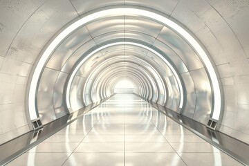 a white tunnel with lights