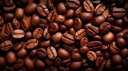 A close-up of a mound of coffee beans on a surface