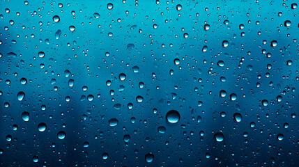 Water droplets on a blue background
