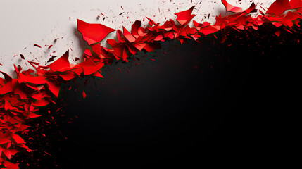 Broken glass on red and black background