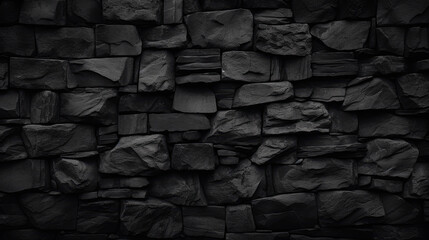 Close-up of black stone wall on dark background