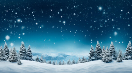 Fototapeta na wymiar Snow falling in a forest at night