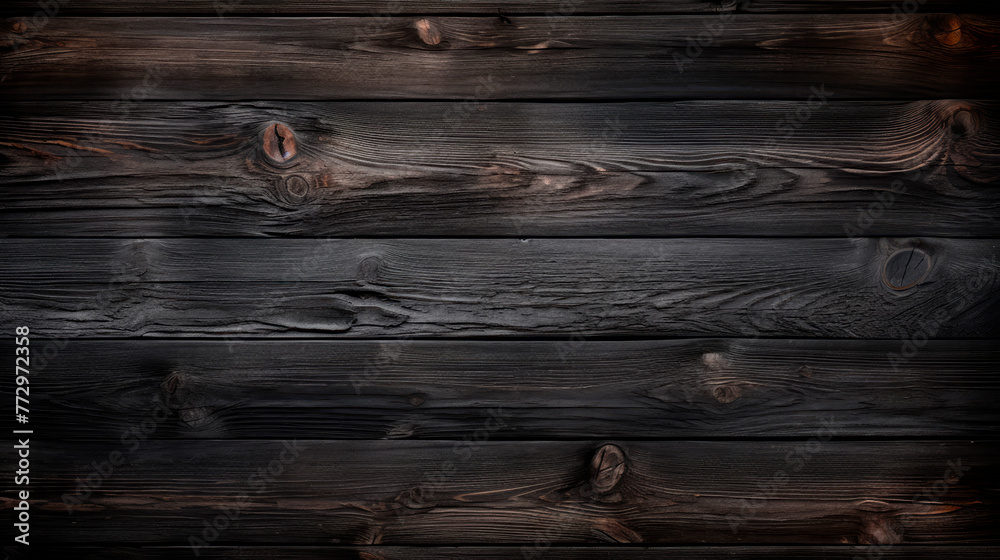 Wall mural close up of wooden wall against black backdrop