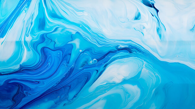 Blue and white wave painting close up