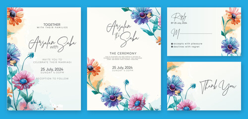 the wedding invitation is a custom wedding invitation with a floral design