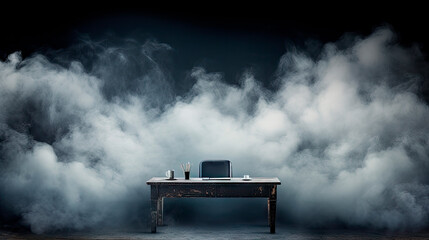 Smoke rising from a laptop on a desk