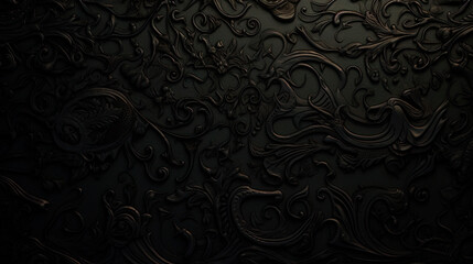 Black wall with intricate swirls design