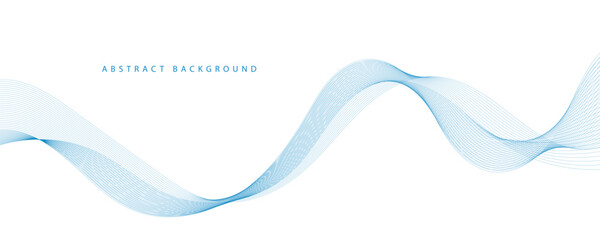 Abstract vector background with blue wavy lines. Blue wave background. 