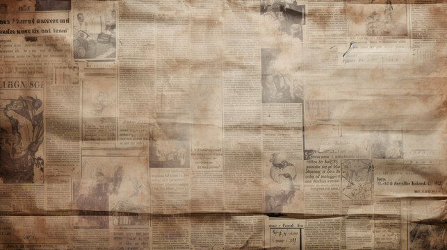 Vintage newspapers with old pages and photos
