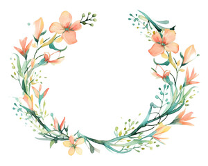 Fototapeta premium Ixia Geometric Frame , watercolor, Floral Frame, isolated white background