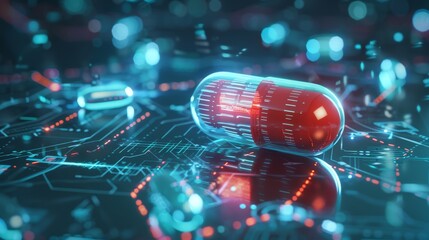 Pill, Indicates medication or pharmaceuticals, Medical concept, futuristic background