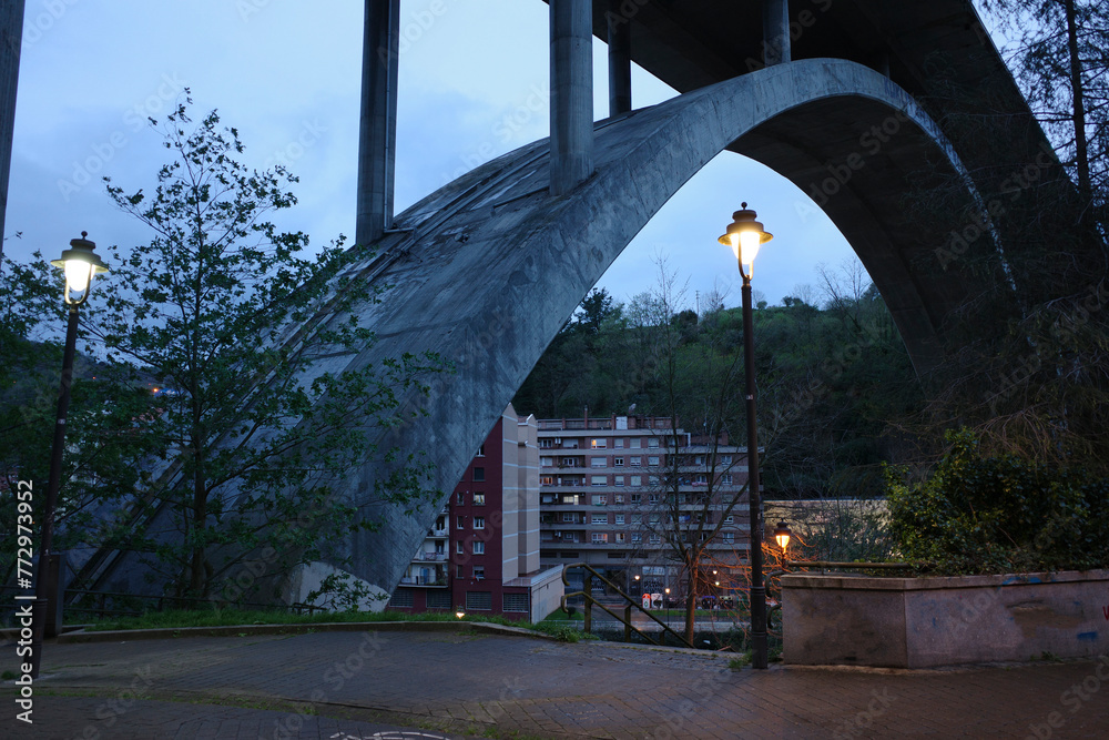 Sticker Bridge in the suburbs of Bilbao