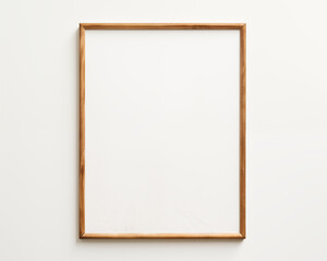a wooden frame on a white wall