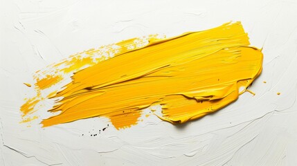 Yellow paint stroke on white background