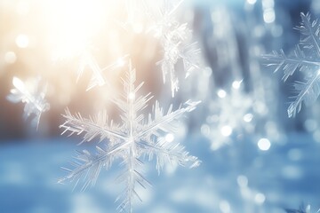 a close up of a snowflake - obrazy, fototapety, plakaty