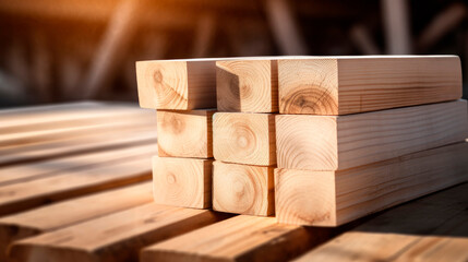 A stack of wooden planks on a table