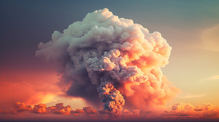 Smoke billows from a cloud in the sky - obrazy, fototapety, plakaty