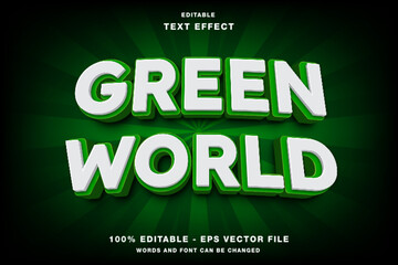 Green World 3d Editable Text Effect Template Style Premium Vector