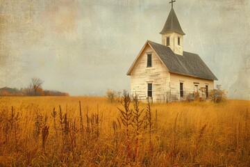 Autumnal Church A Rustic, Vintage-Inspired Setting Generative AI