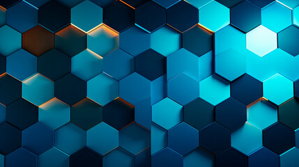 Blue and orange wall with numerous cubes