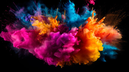 Colorful powder cloud floating in the air