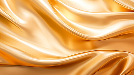 Fototapeta premium Smooth gold fabric close up with polished glossy texture