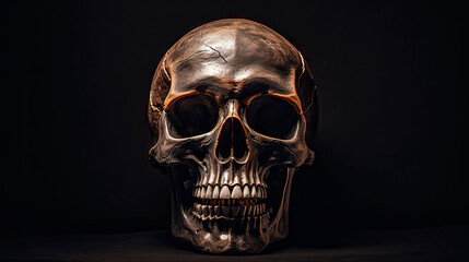 Obraz premium Human skull on a dark background