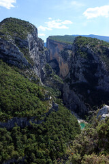 view from the top of the mountain into the Gorges du Verdon valley in Provence, south of France