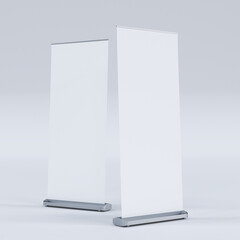 Empty Signage Stand Design Template. Mockup display for advertising, poster, billboard or represent promotion product concept. 3D Rendering