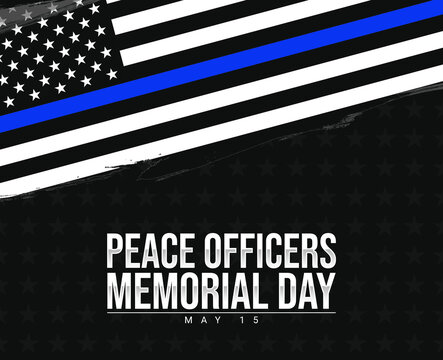 Peace Officers Memorial Day celebrated annually on May 15 in United States. In honor of the police. National Police Week. Poster, card, banner with American national flag in brush strokes - Powered by Adobe