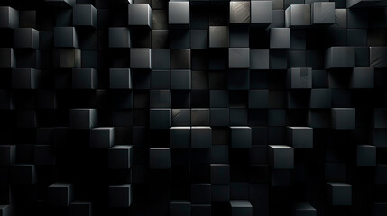 A dark cube wall illuminated by a bright light - obrazy, fototapety, plakaty