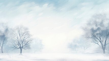 Fototapeta na wymiar Snowy landscape with trees and bench