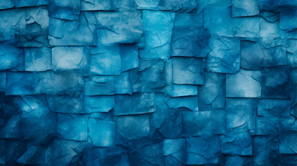 Blue wall with small paper squares - Powered by Adobe